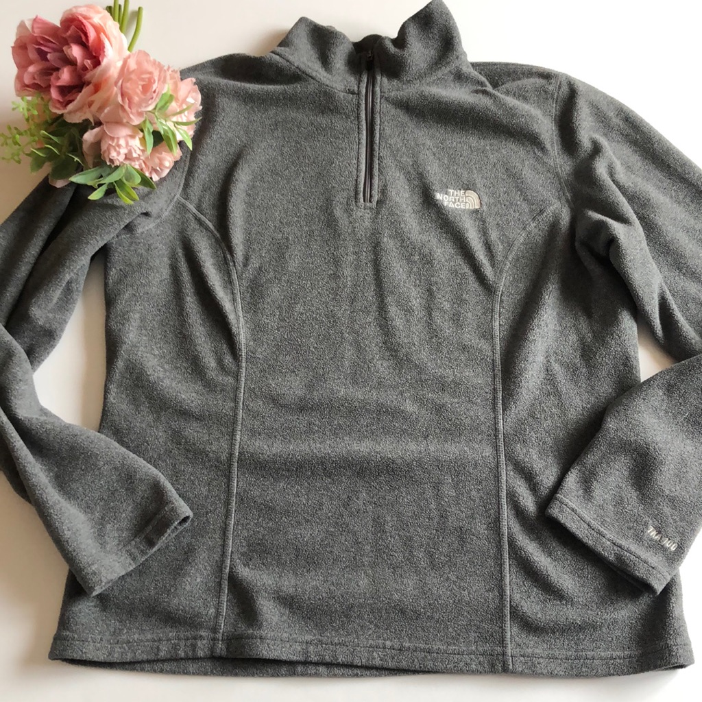North Face Pullover Fleece Large Gray North Face Quarter Zip Gray North